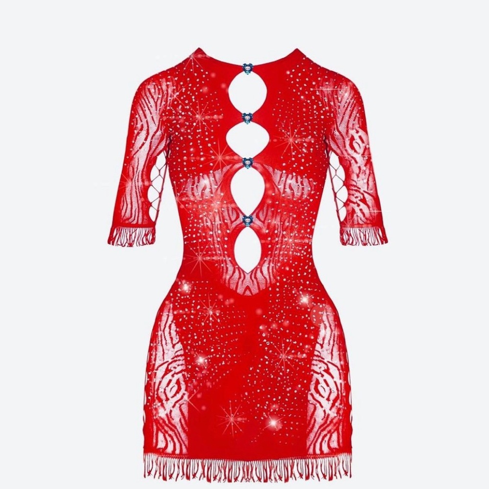 POSTERGIRL RHINESTONE-EMBELLISHED MIRANDA DRESS